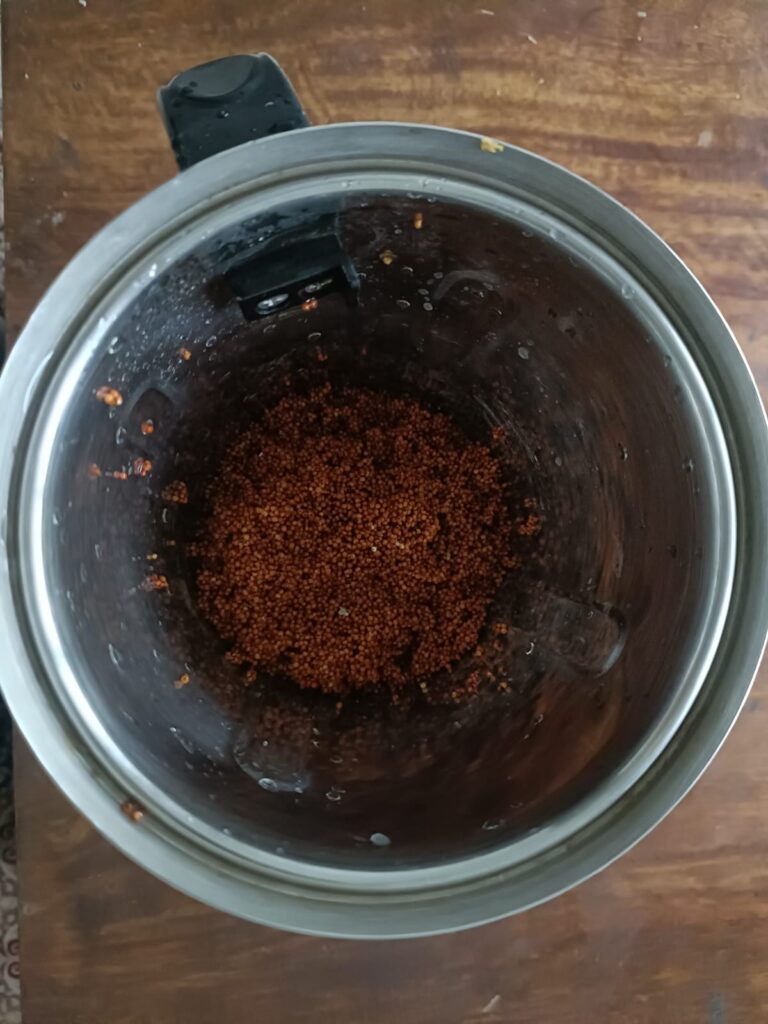 Soaked Whole Ragi in Blender