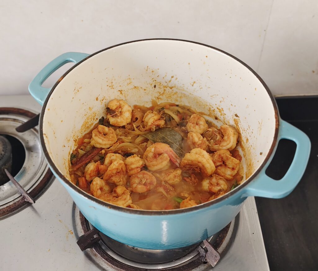 Add fried Prawns
