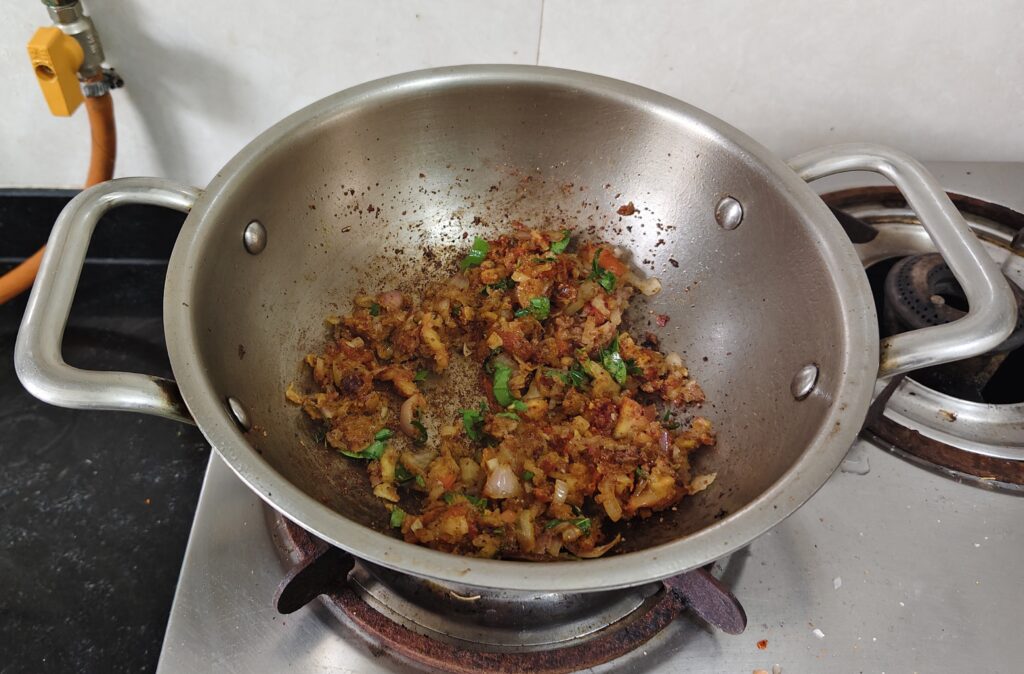 Saute the maasi dry mixture